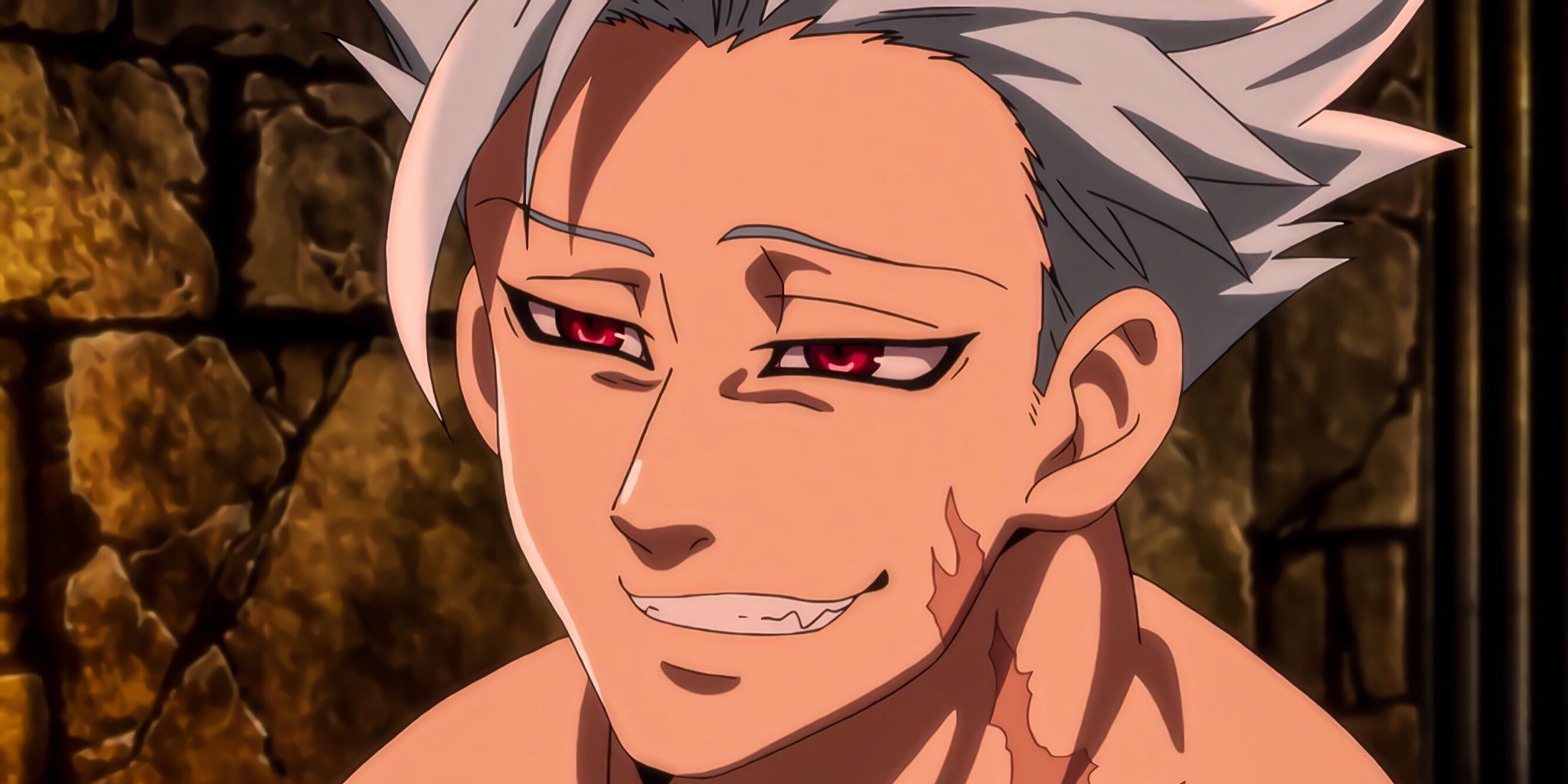 Ban from Seven Deadly Sins anime smiling red eyes