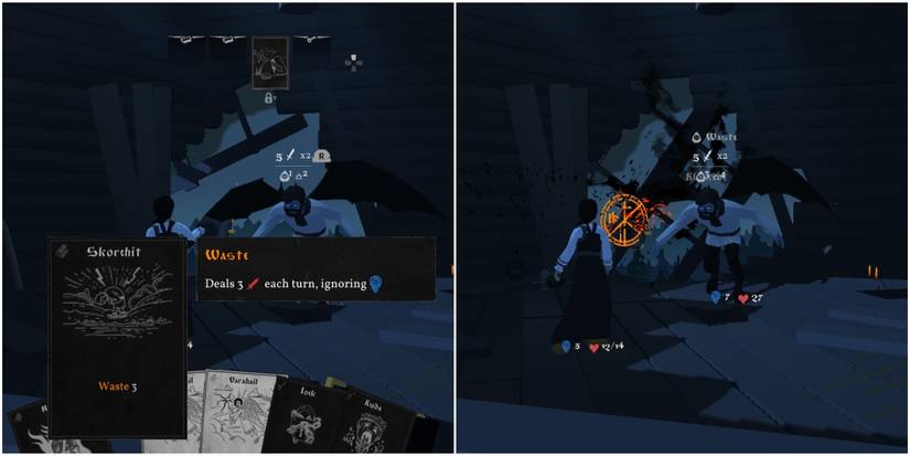 player applying the waste status effect to the boss the thirteenth brother.