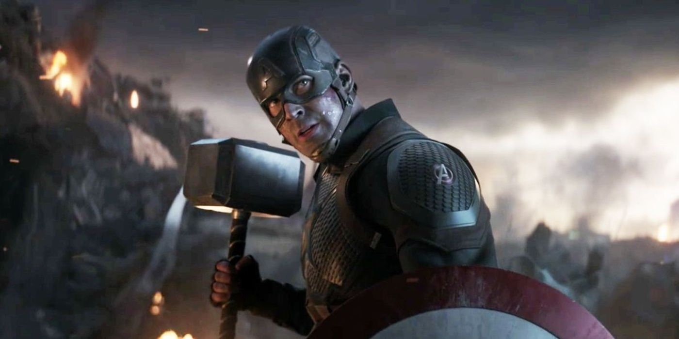 Финал Мстителей Капитан Америка держит Тора