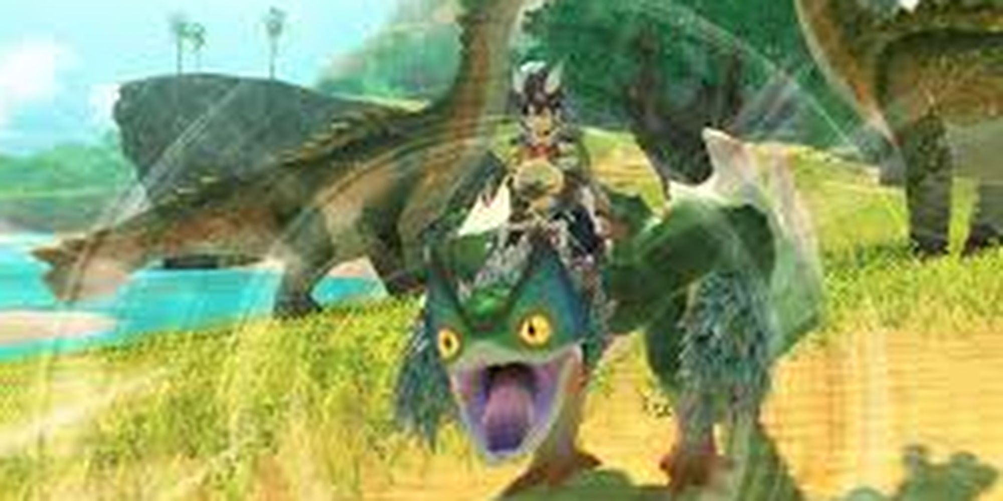 Player Character In Monster Hunter Stories 2 WIth Their Monstie Performing The Roar Riding Action To Intimidate Weaker Enemies