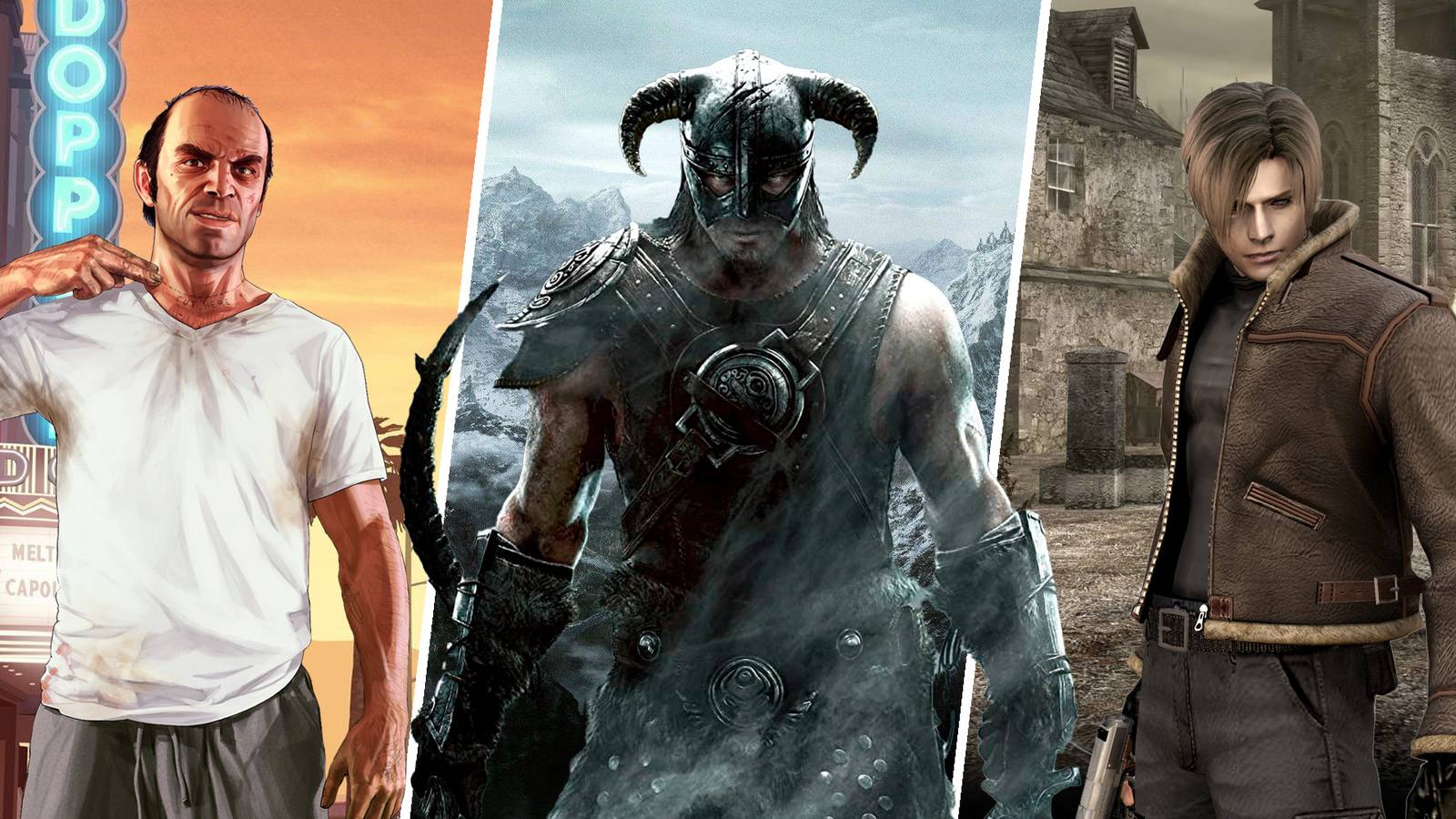Grand Theft Auto 5, Skyrim & Resident Evil 4