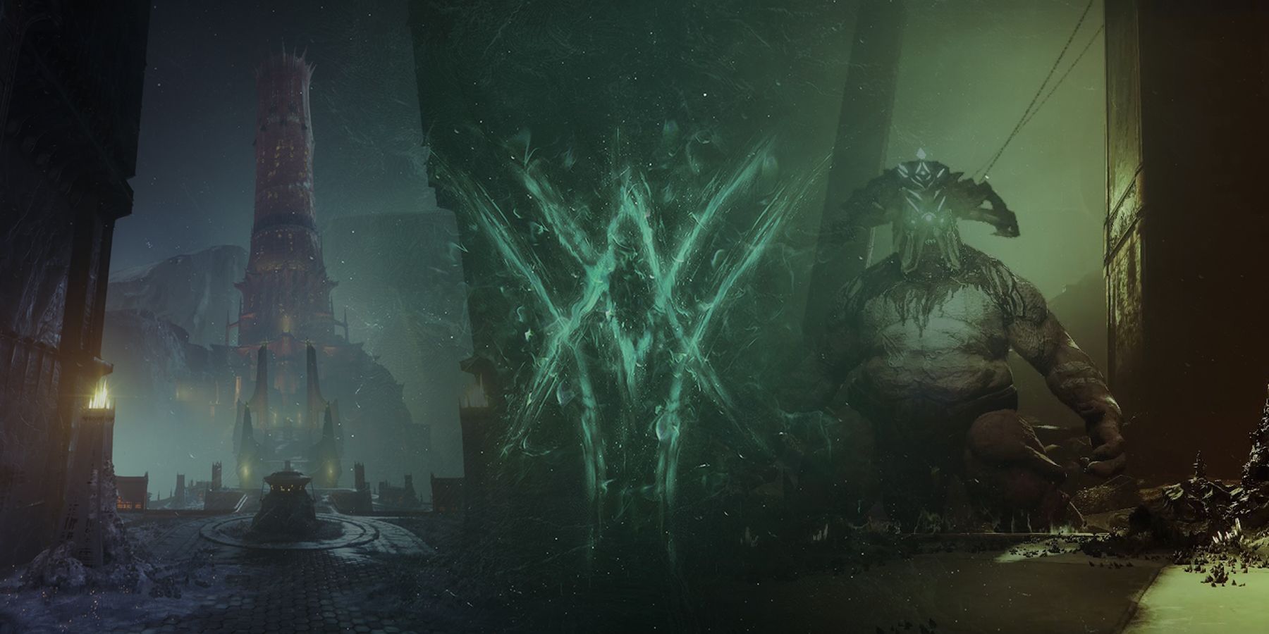 The Redkeep and the Crown of Sorrow from Destiny 2 with Savathun's sigil in the foreground.