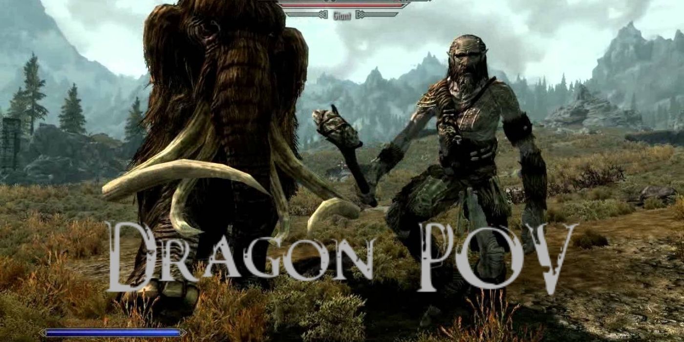 Skyrim player witnesses Dragon Giant Turf War