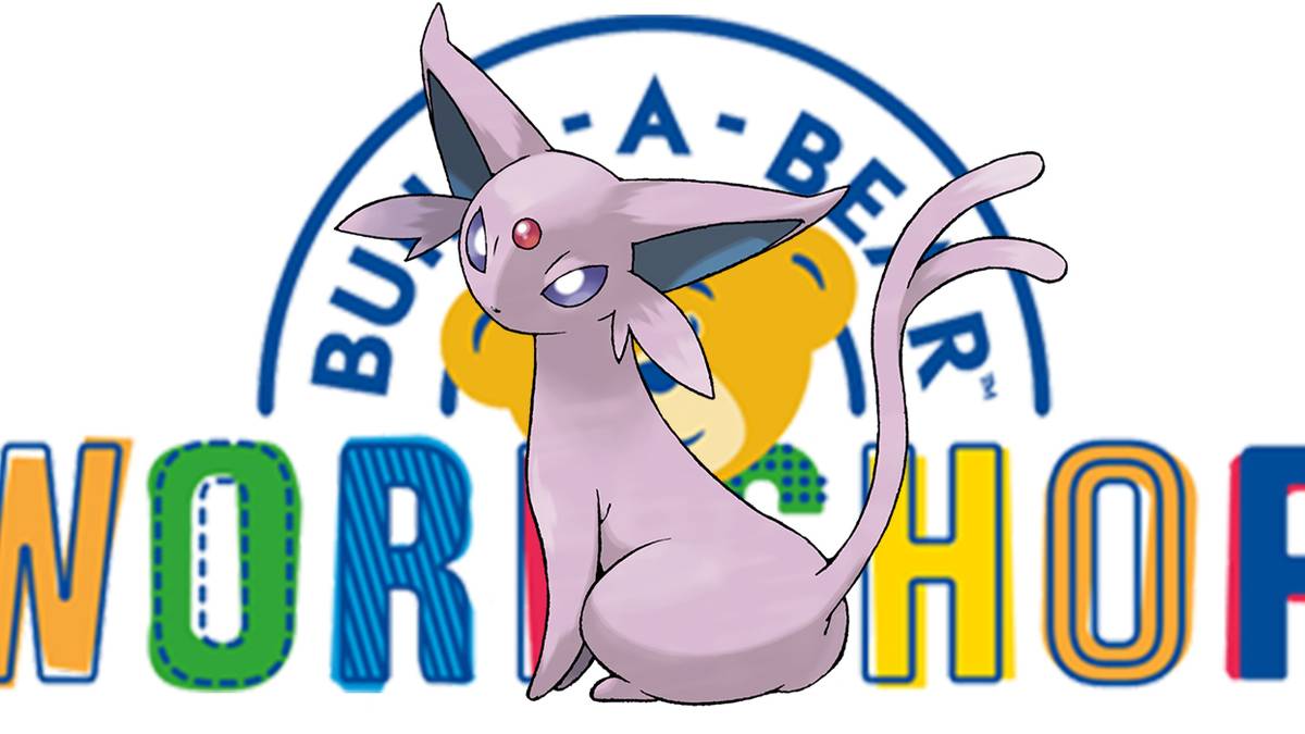 Espeon over Build a Bear logo