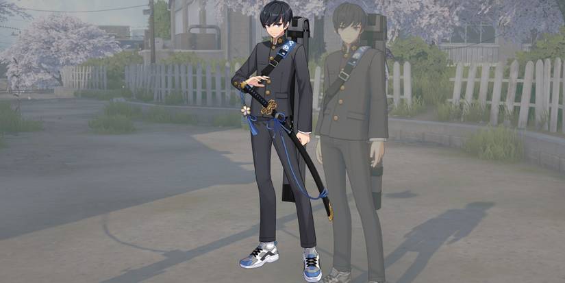 Eternal Return Yuki character model against a street background.