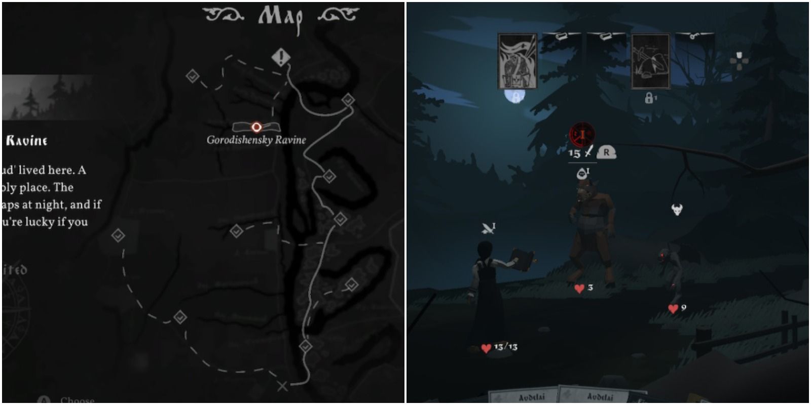 gorodishensky ravine on the map and the demons there fighting the player.
