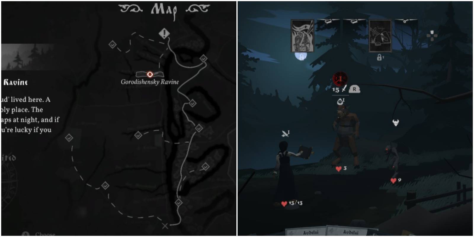 gorodishensky ravine on the map and the demons there fighting the player.
