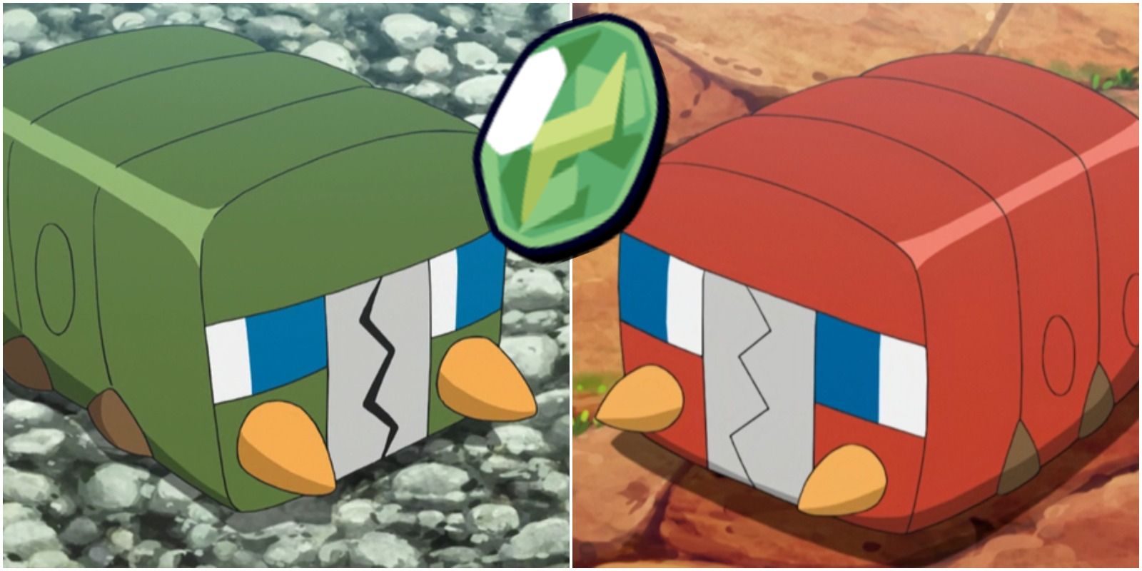 feature image pokemon sword and shield charjabug evolve guide normal and shiny charjabug in anime with thunder stone in middle