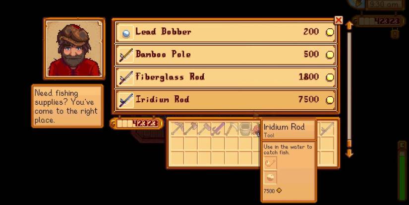 Fishing rods available in Willy's shop