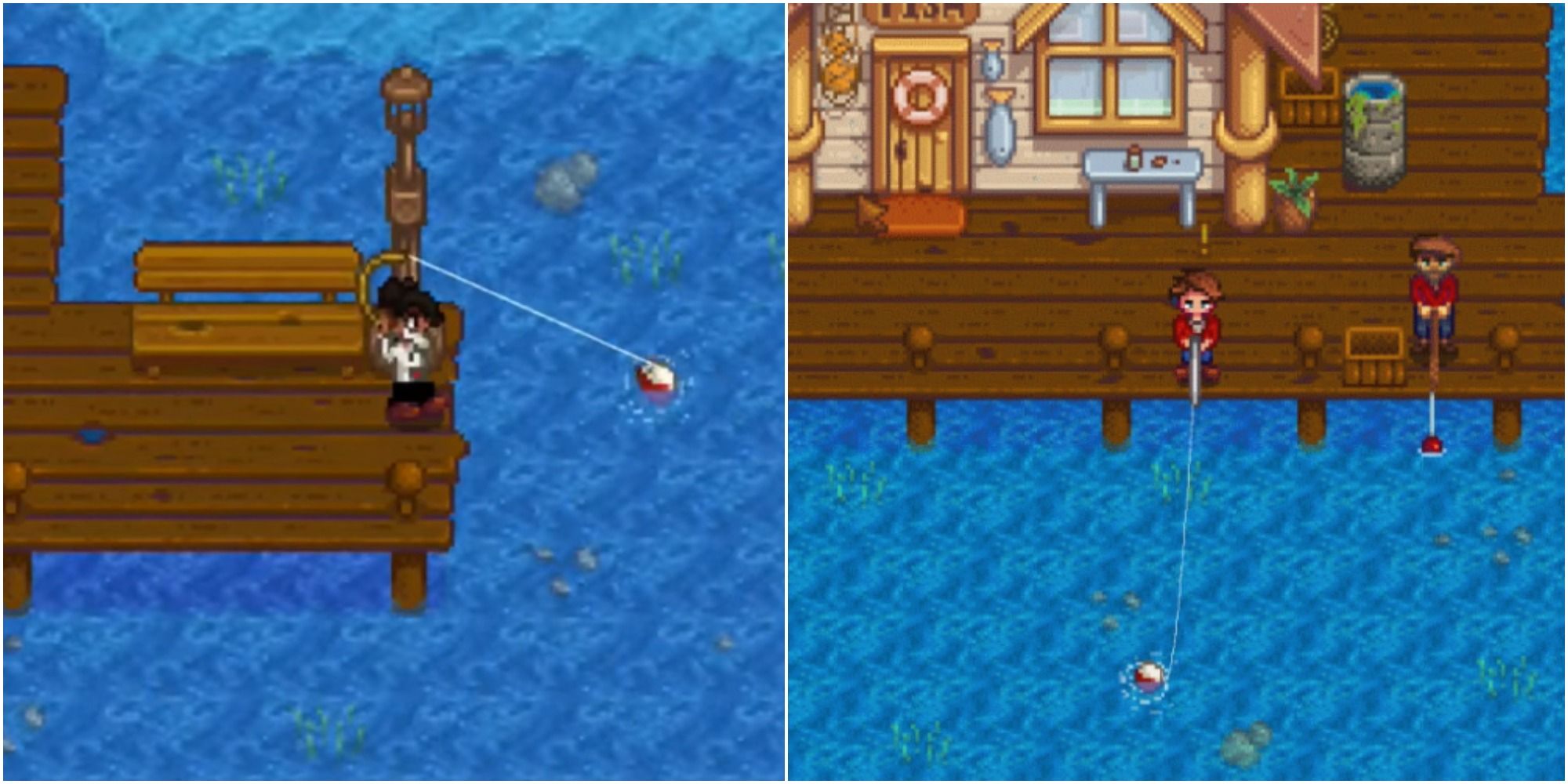 Two players fishing in Stardew Valley