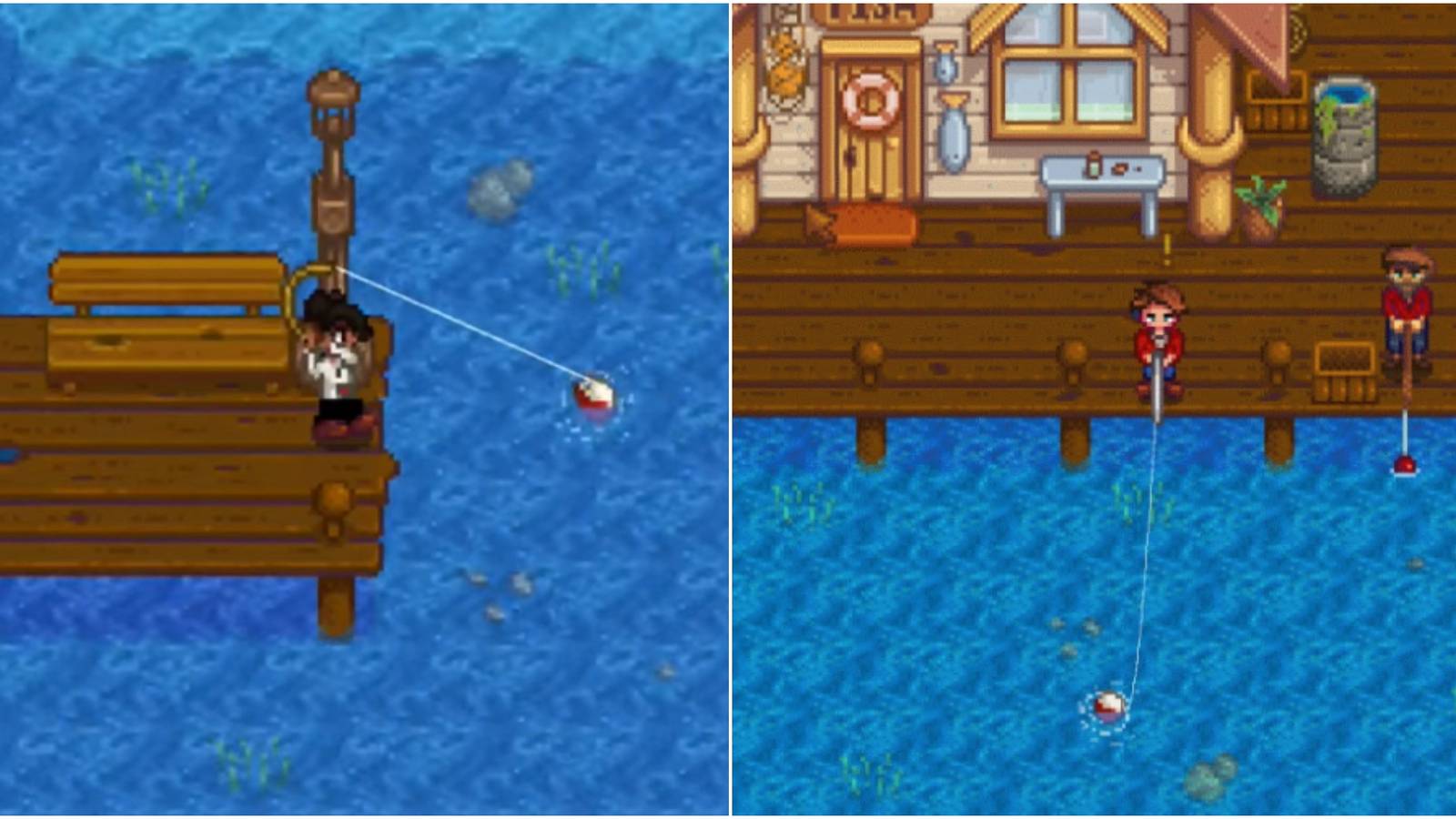 Two players fishing in Stardew Valley