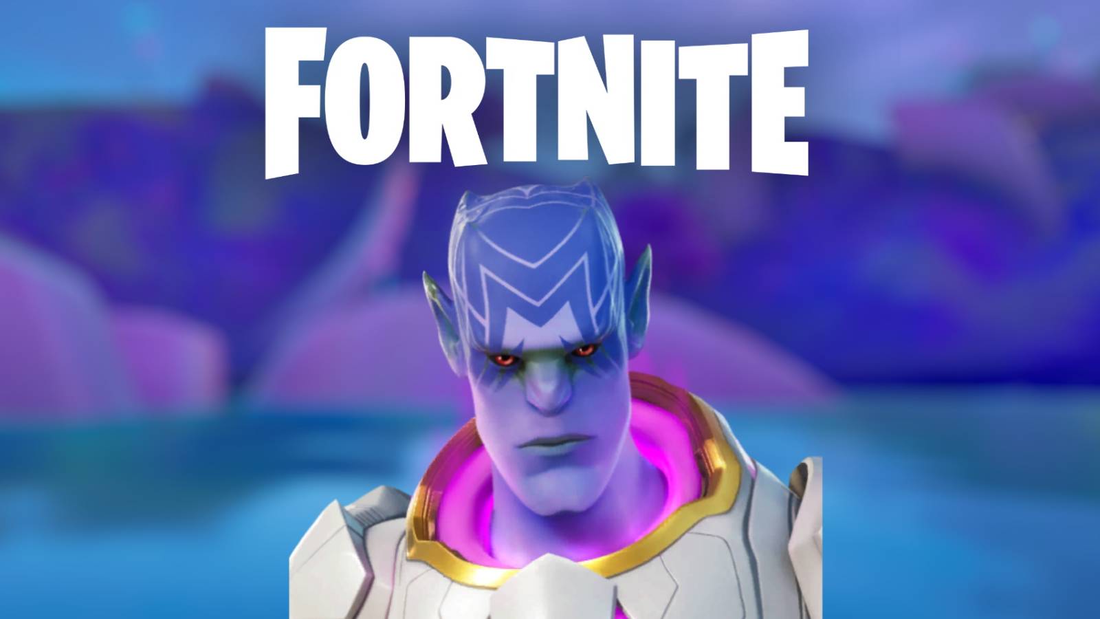 fortnite kymera and logo on blue purple background