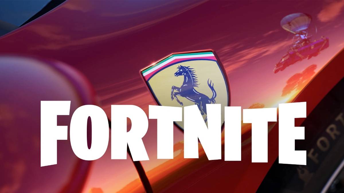 fortnite logo over ferrari