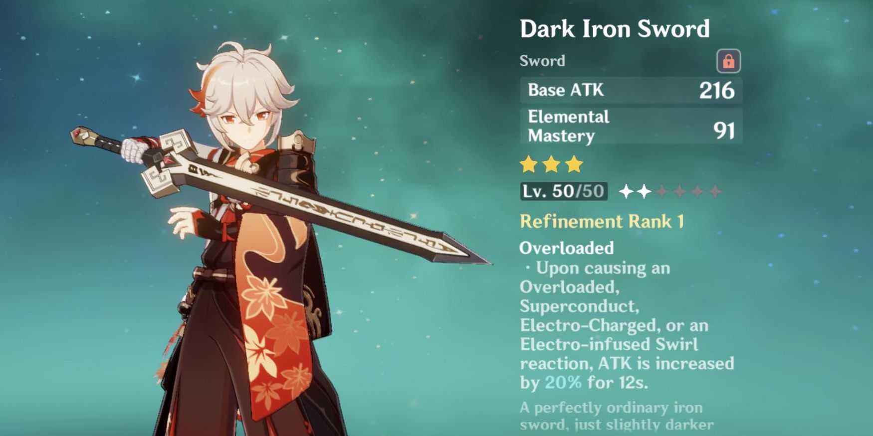 genshin impact dark iron sword description kazuha