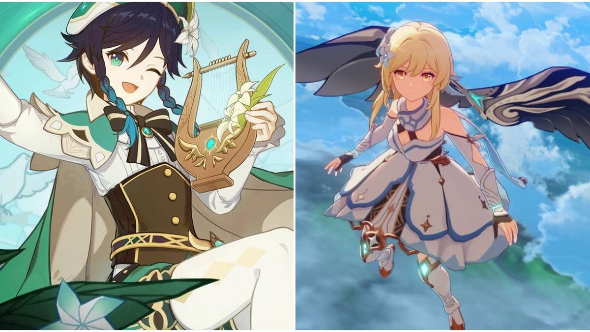 split image of venti and lumine from genshin impact