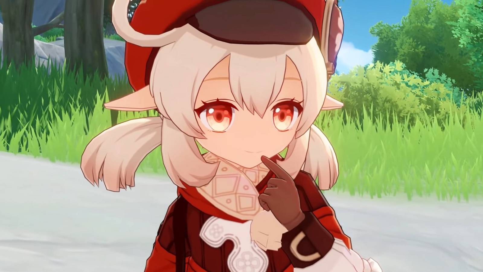 A close-up of Klee from Genshin Impact's face.