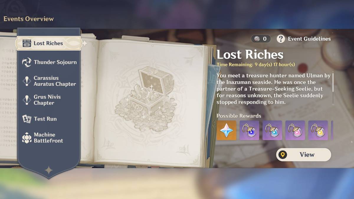 genshin impact lost riches menu