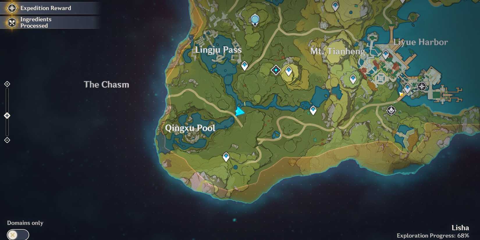 genshin impact lisha map liyue