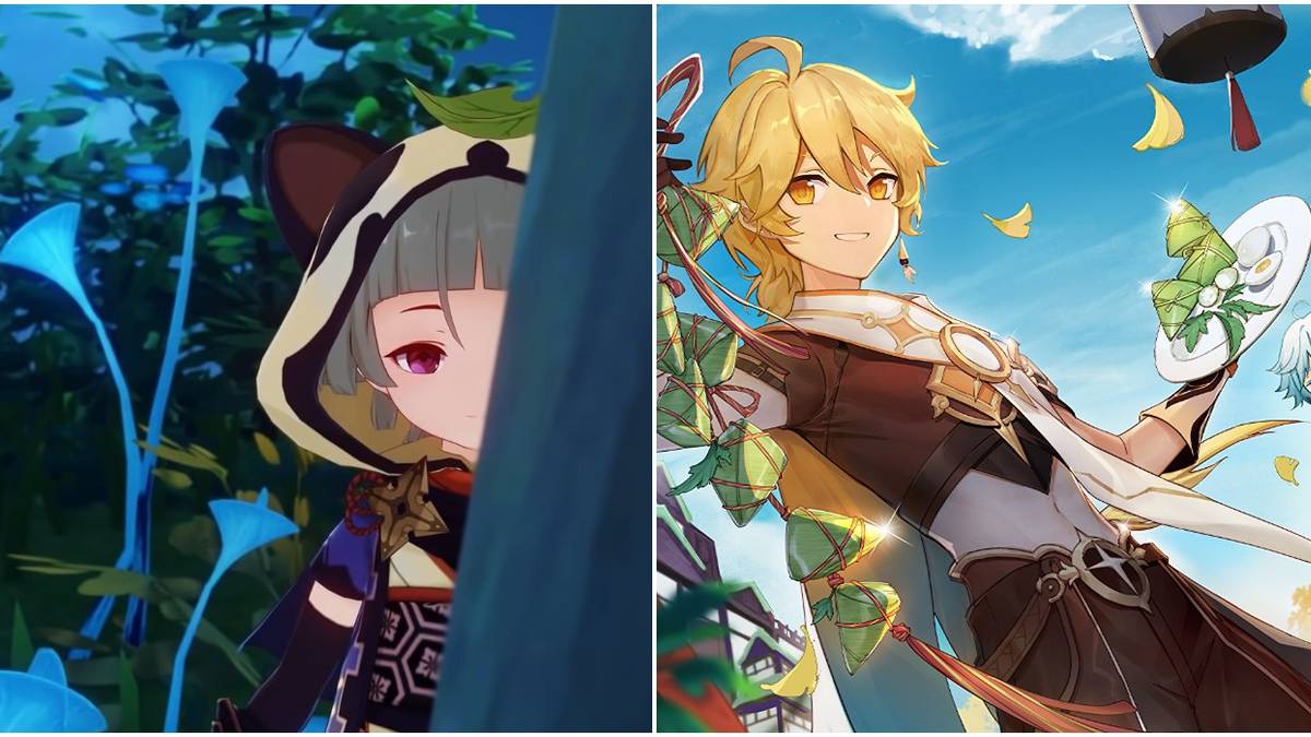 genshin impact sayu aether male traveler official artwork food