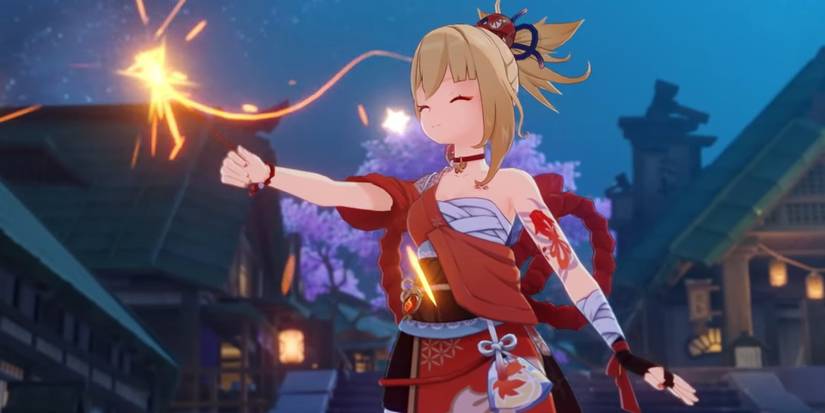 genshin impact yoimiya idle animation firework