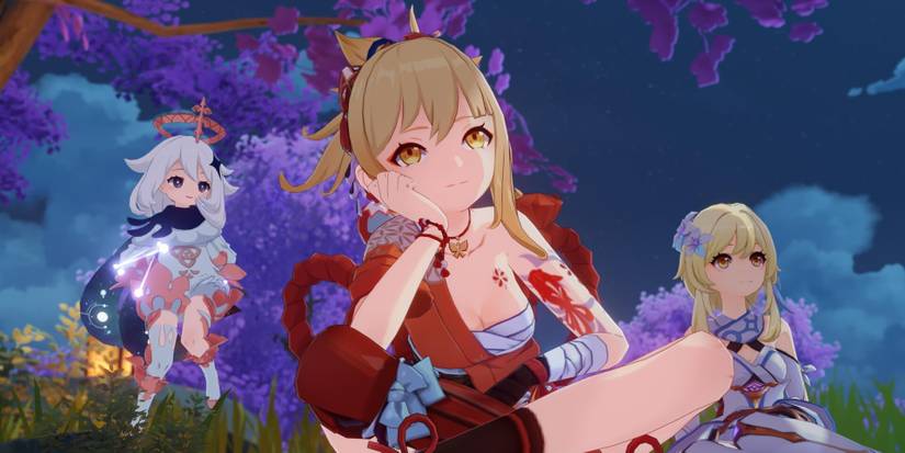 genshin impact yoimiya story quest fireworks lumine female traveler paimon