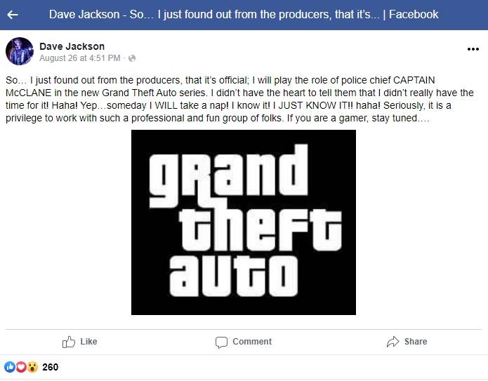 dave jackson grand theft auto facebook post