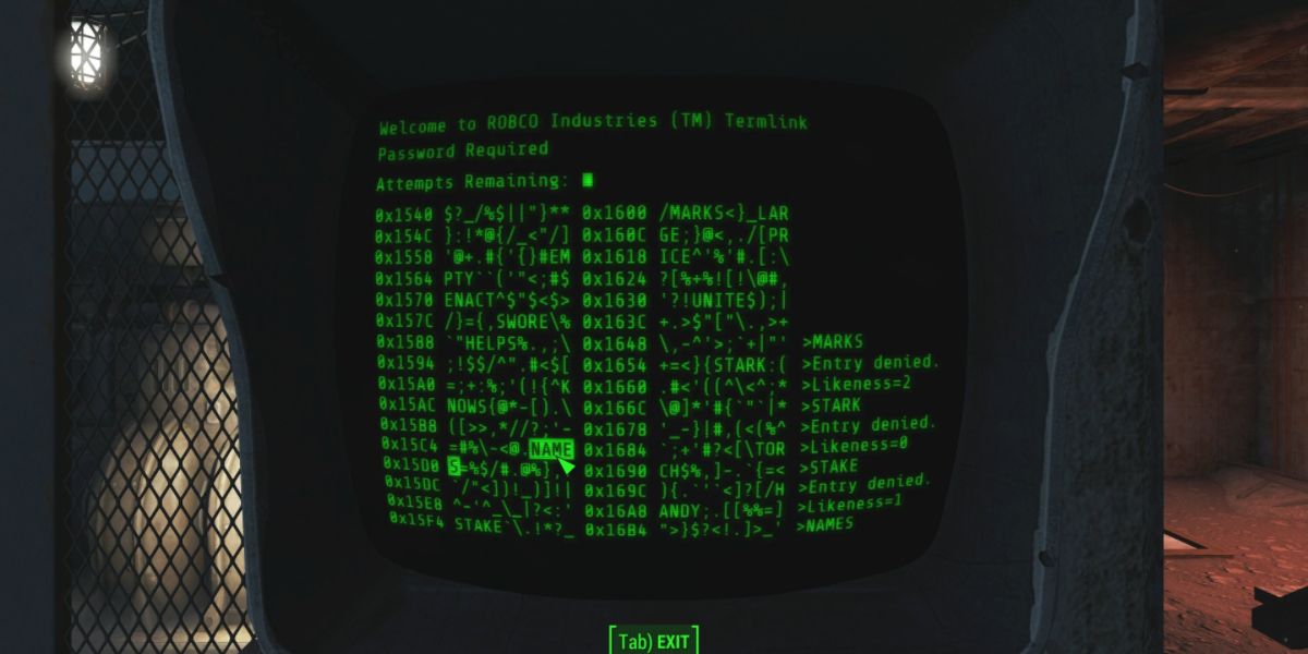 hacking a terminal in Fallout 4