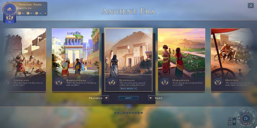 Culture selection screen