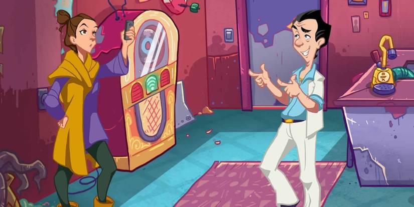 larry pointing at girl in a dirty room