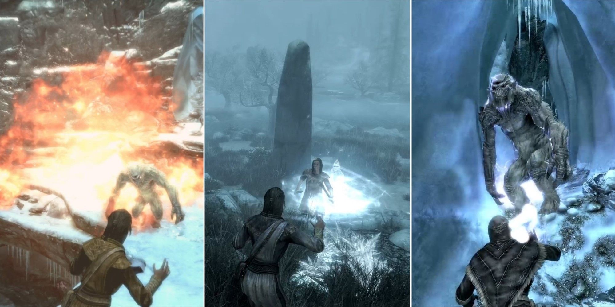 mages-casting-fire,-ice,-and-lightning-magic-in-Skyrim-1