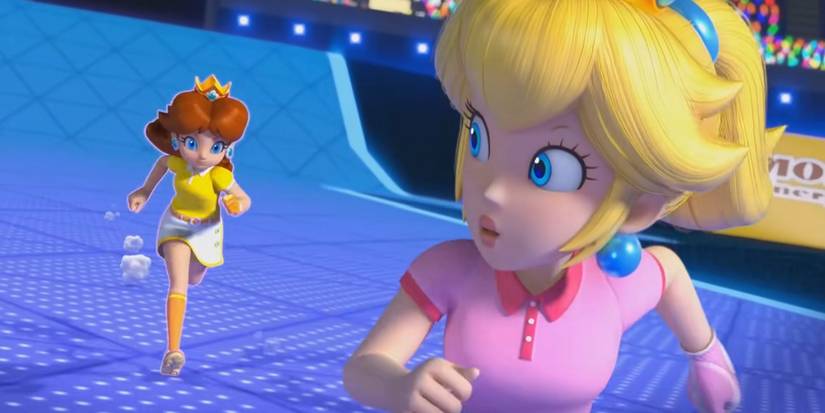 mario golf super rush princess daisy and peach running