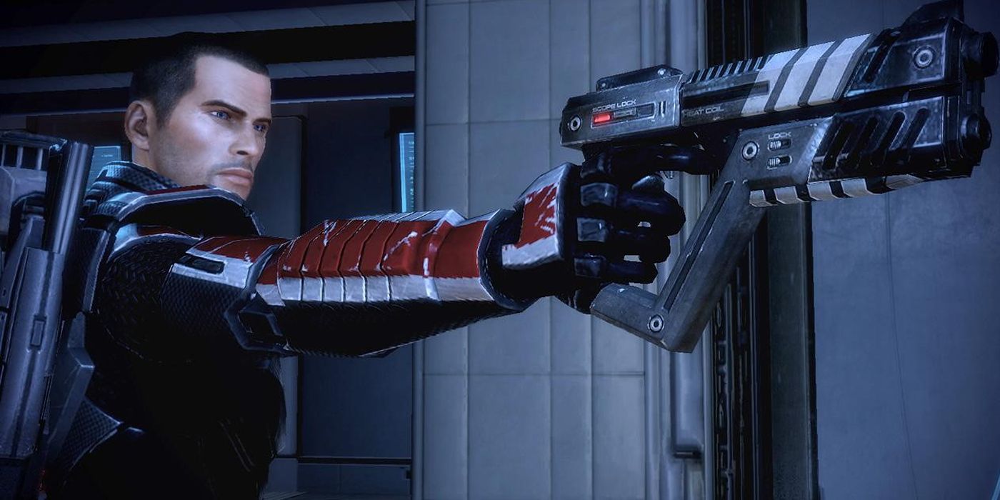 Mass Effect 2 Shepherd Holding A Gun