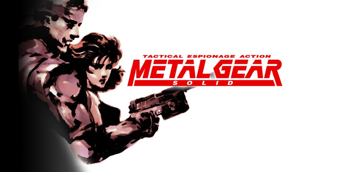 Image showing the Metal Gear Solid logo on a white background with Snake to the left.