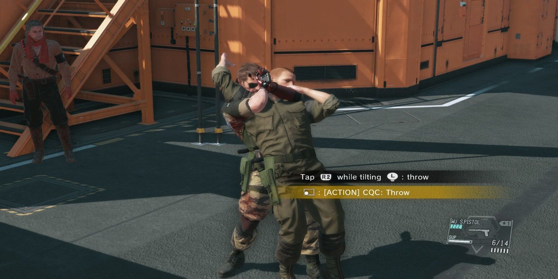 Snake Using CQC on a soldier in Metal Gear Solid 5