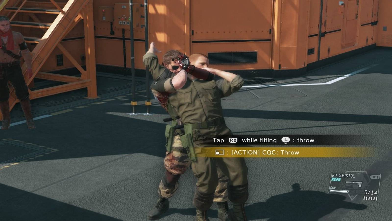 Snake Using CQC on a soldier in Metal Gear Solid 5