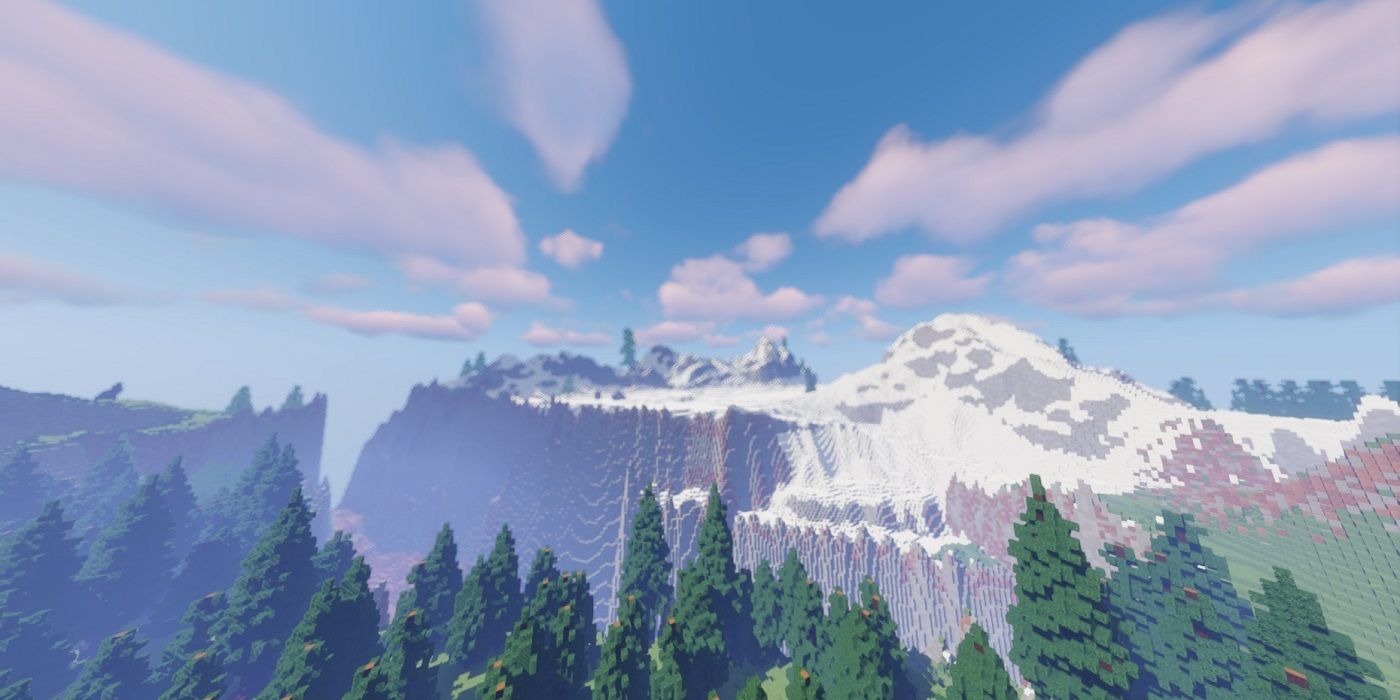 Screenshot from Minecraft showing the recreated Breath of the Wild world.