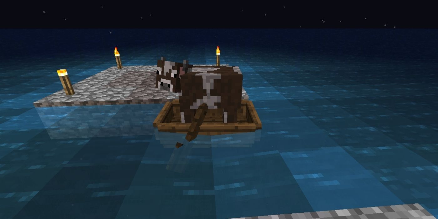 Minecraft player invents cow surfing