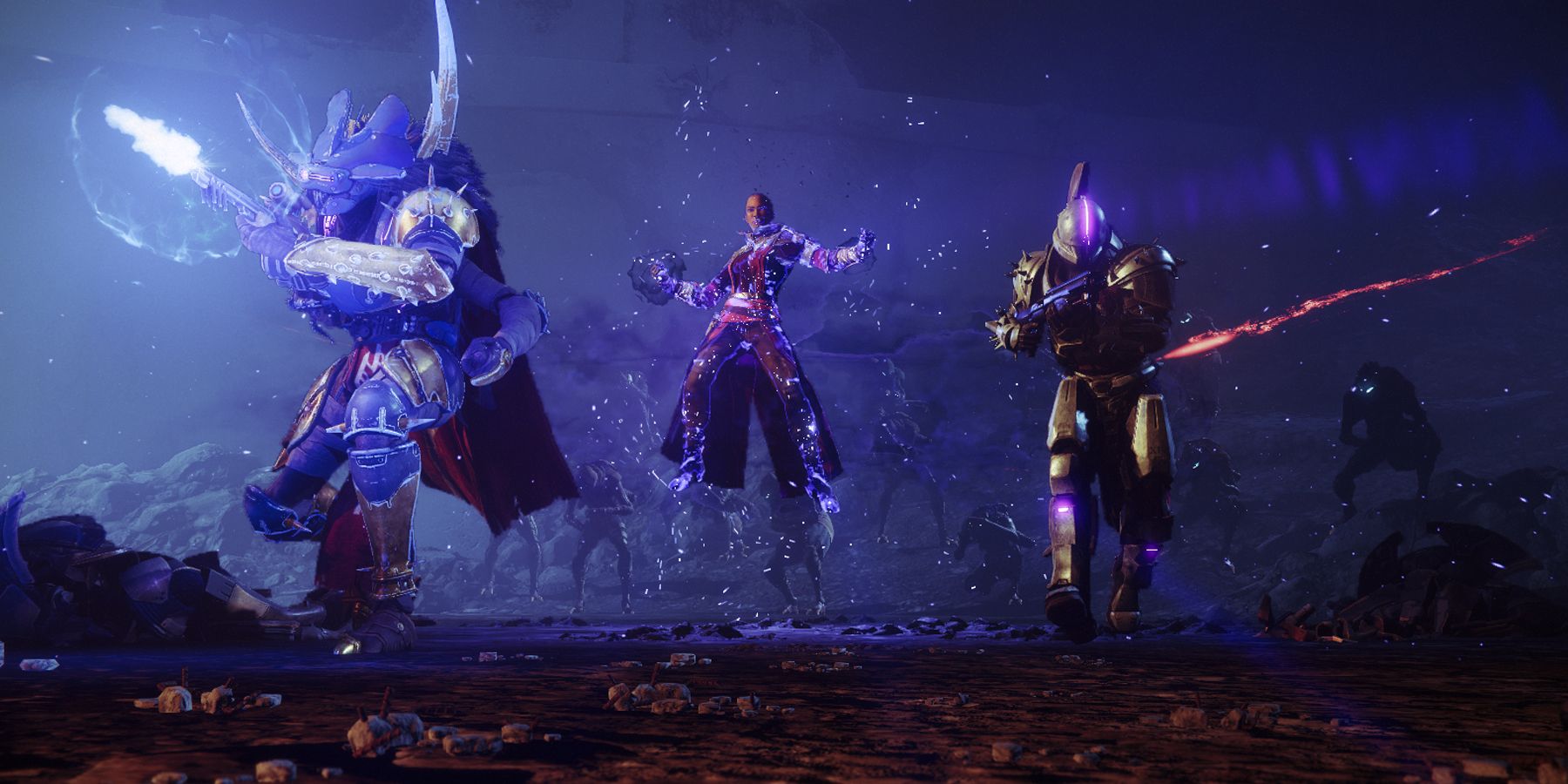 Mithrax, Ikora, and Saint 14 fight off Vex in the Eliksni quarter at the end of Destiny 2's Season of the Splicer.