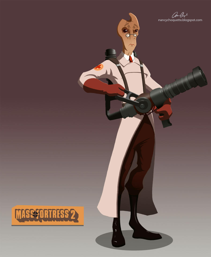 mass effect's mordin as a medic from team fortress 2