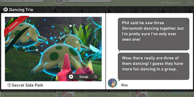 The Dancing Trio request in New Pokemon Snap's Secret Side Path (Day) course