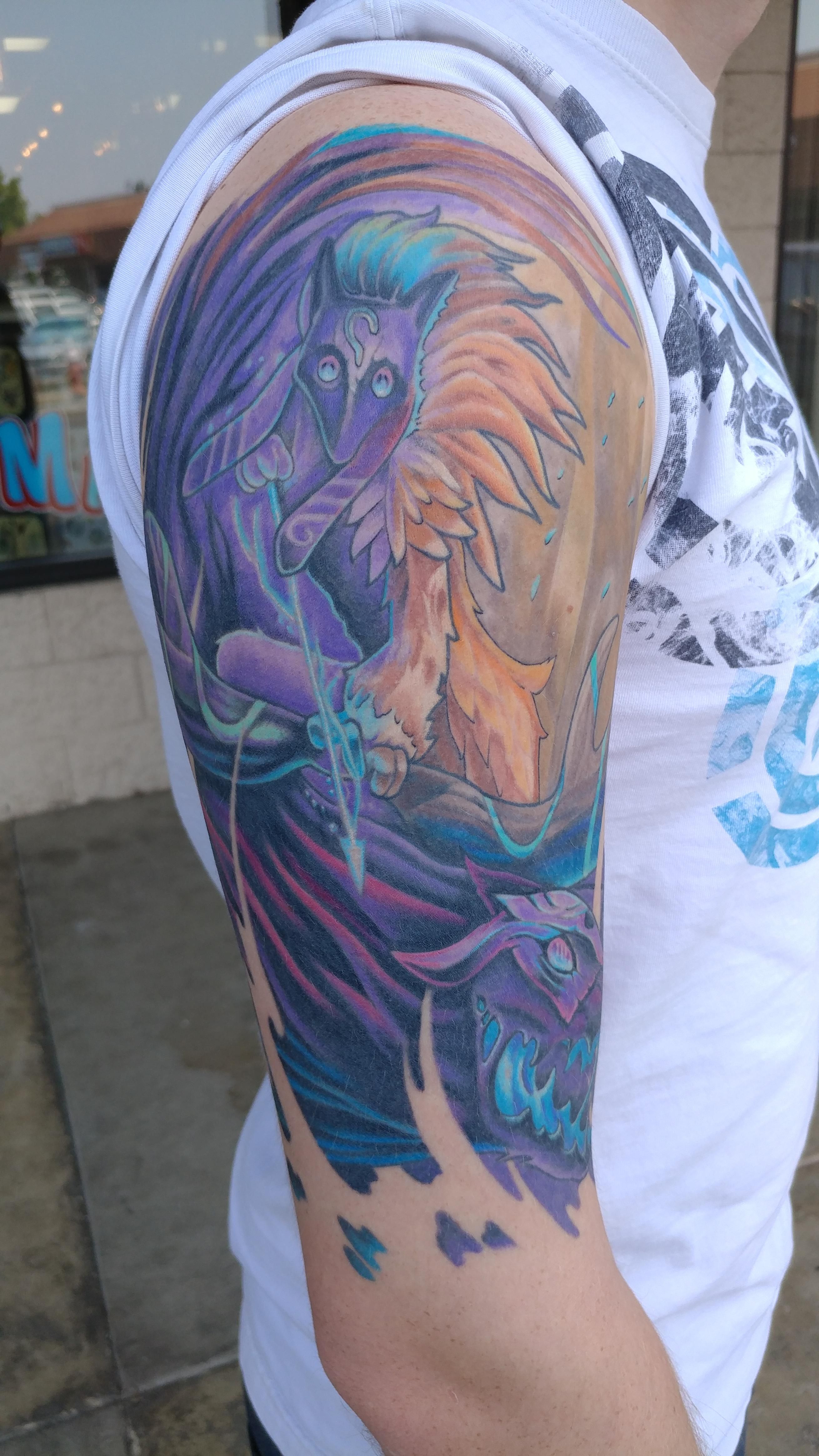 Kindred shoulder tattoo from League of Legends