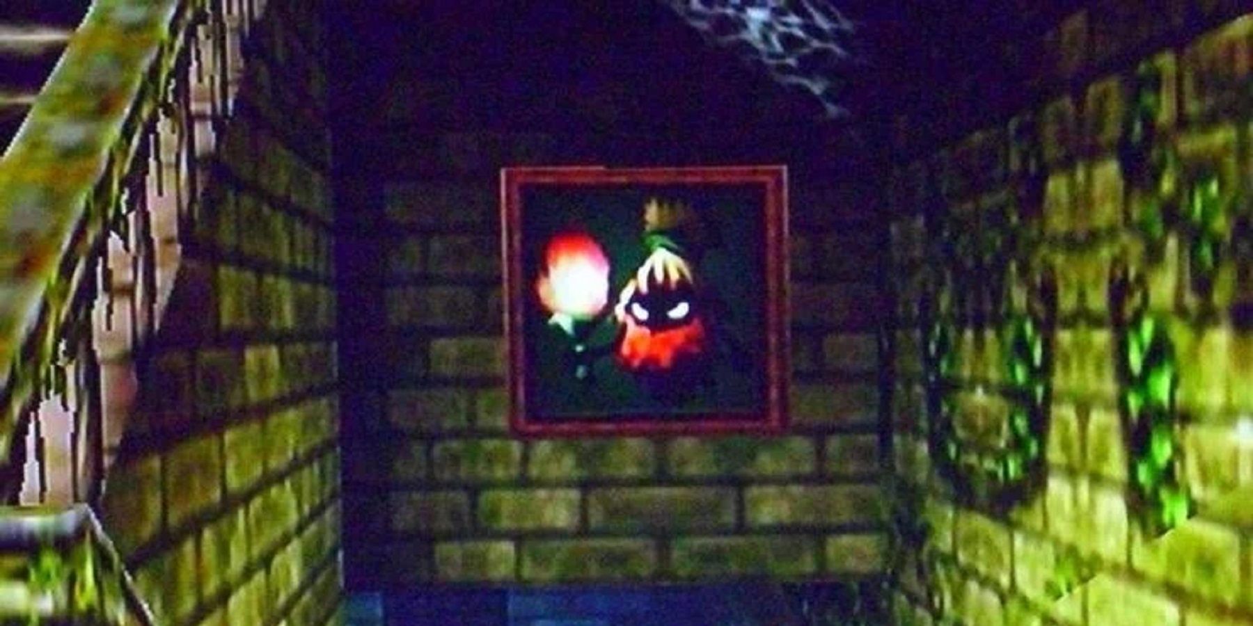 The ghost painting from Ocarina of Time's Forest Temple, which appears to depict a Poe.