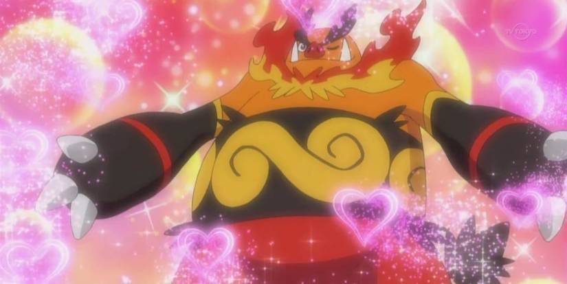 Nintendo Pokemon Emboar being attacked by Attract