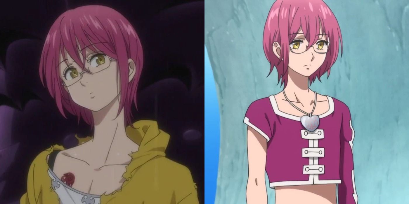 Gowther wearing yellow hoodie, Gowther wearing pink crop top Seven Deadly Sins anime