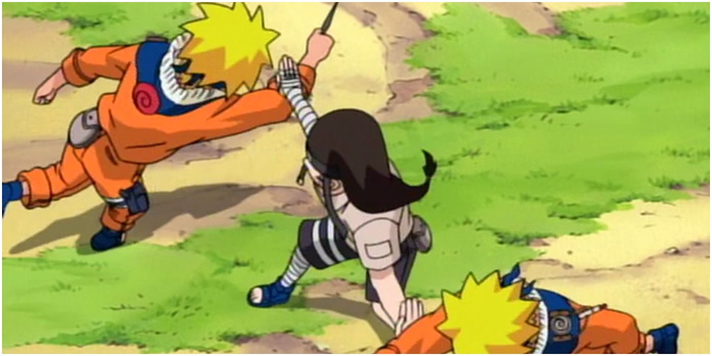 Naruto fighting Neji in the Chunin Exams