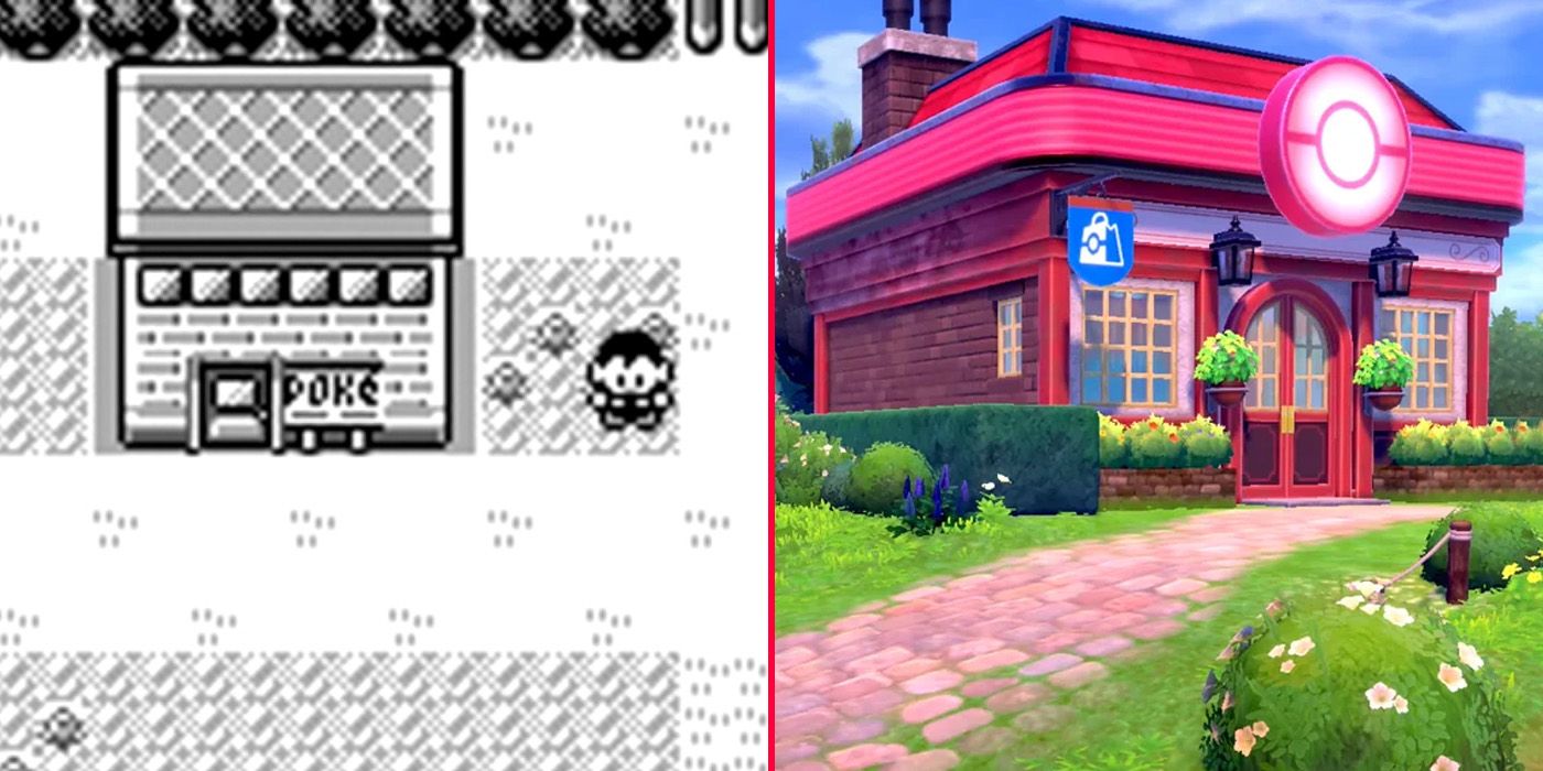 A Pokemon Center in Pokemon Red and Pokemon Sword