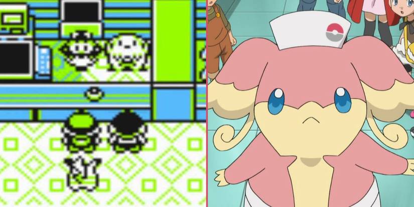 Chansey helping Nurse Joy in Pokemon Yellow and Audino doing so in the anime