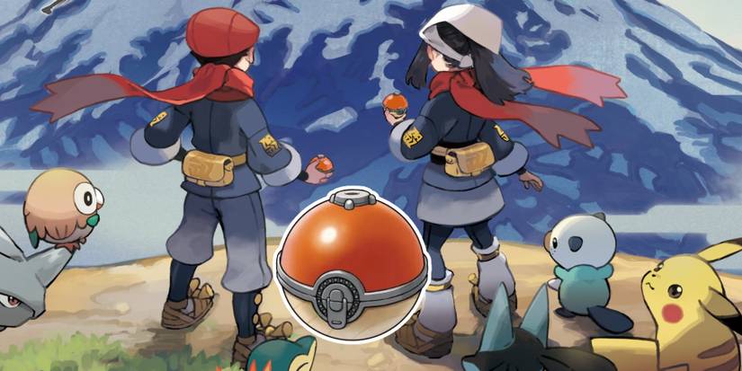 Pokemon Legends Arceus Pokeball with Pokemon trainers