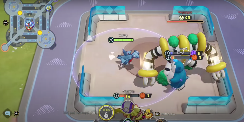 players attacking regigigas in auroma park.