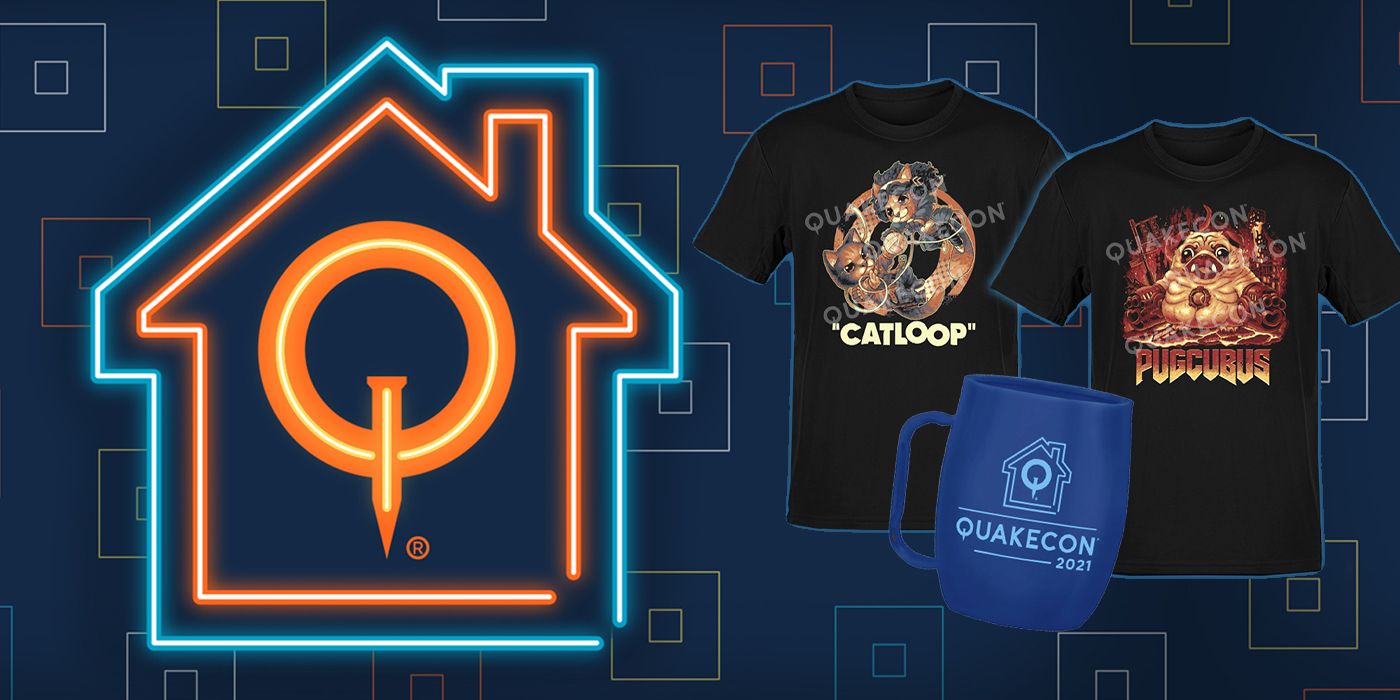 quakecon 2021 logo shirts and merchandise